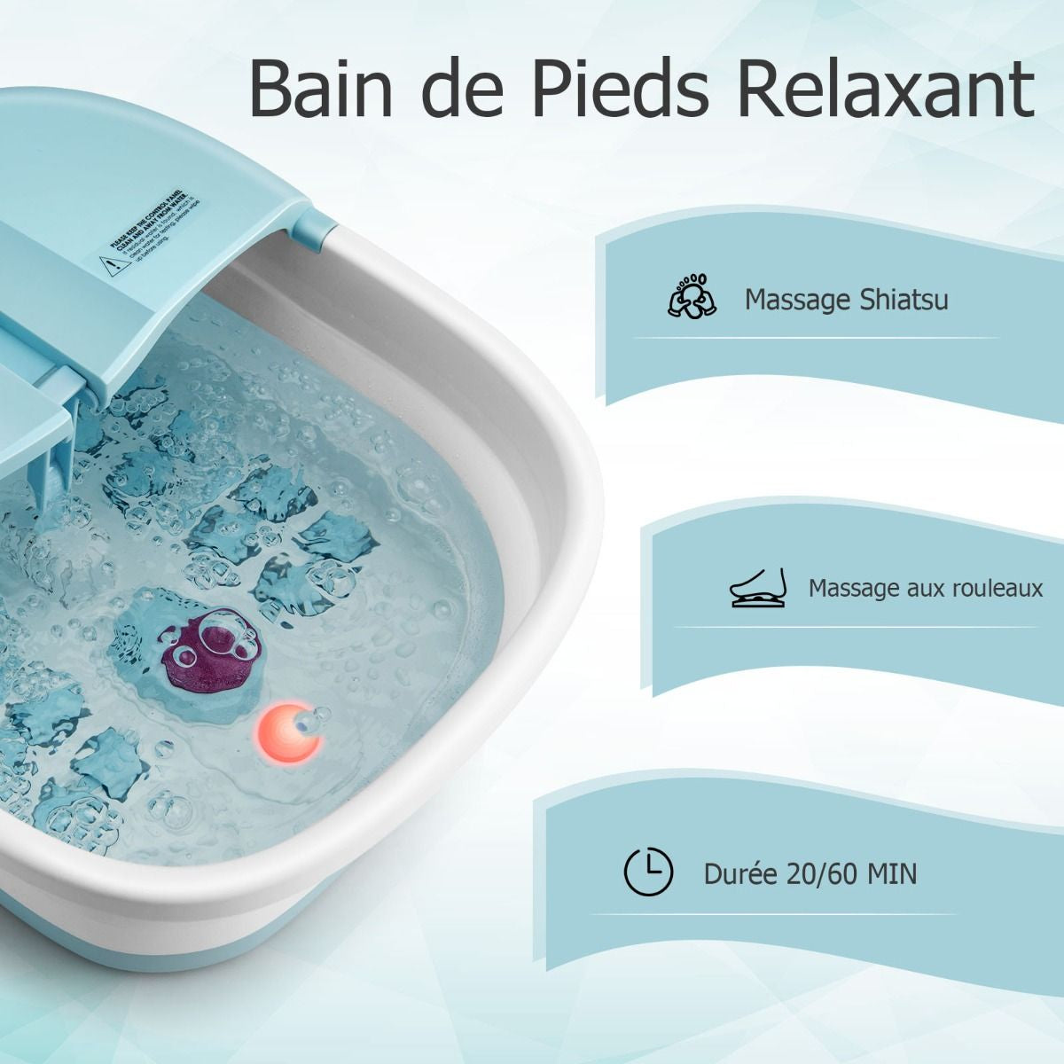 Bain De Pieds Massant Pliable Lumière Rouge Température Réglable Avec Télécommande Massage Au Rouleau Vert/Bleu/Vert Foncé